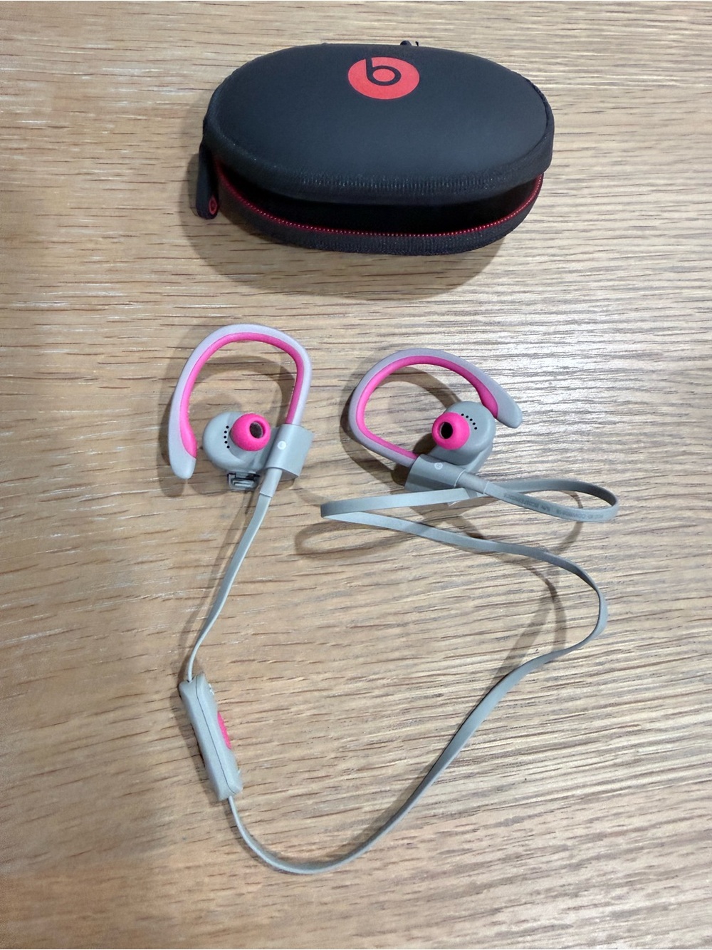 Beats by Dre Pink and Gray Powerbeats Earbud Headphones